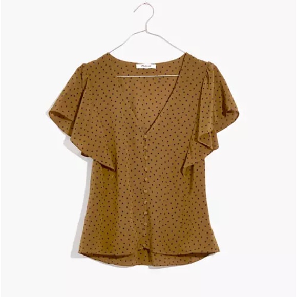 Madewell Tops - Madewell Silk Carmelina Flutter-Sleeve Top in
Polka Dot size 0